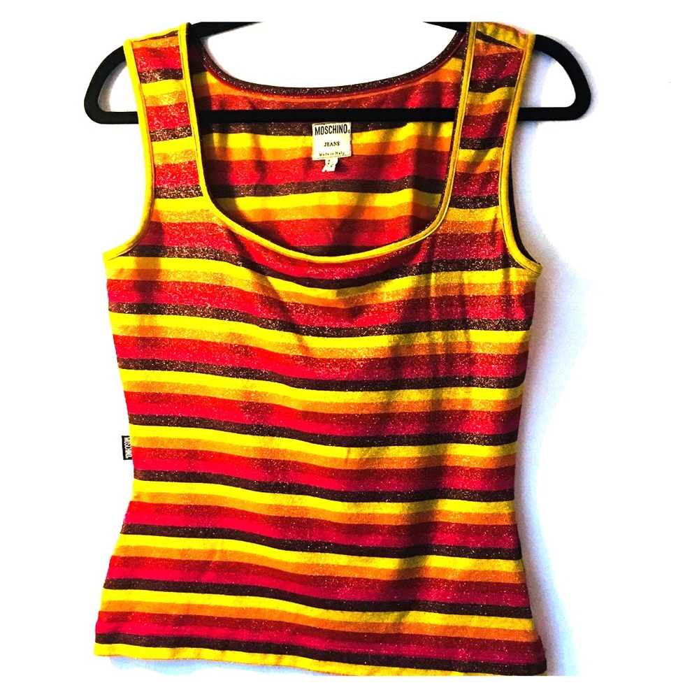 Moschino sparkly gold striped tank! ✨